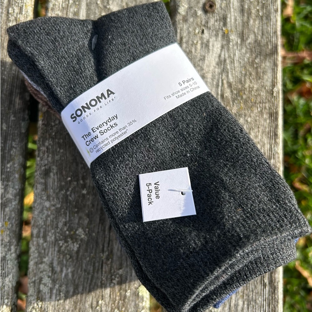 Sonoma Women's Dark Gray Crew Socks 5-Pack